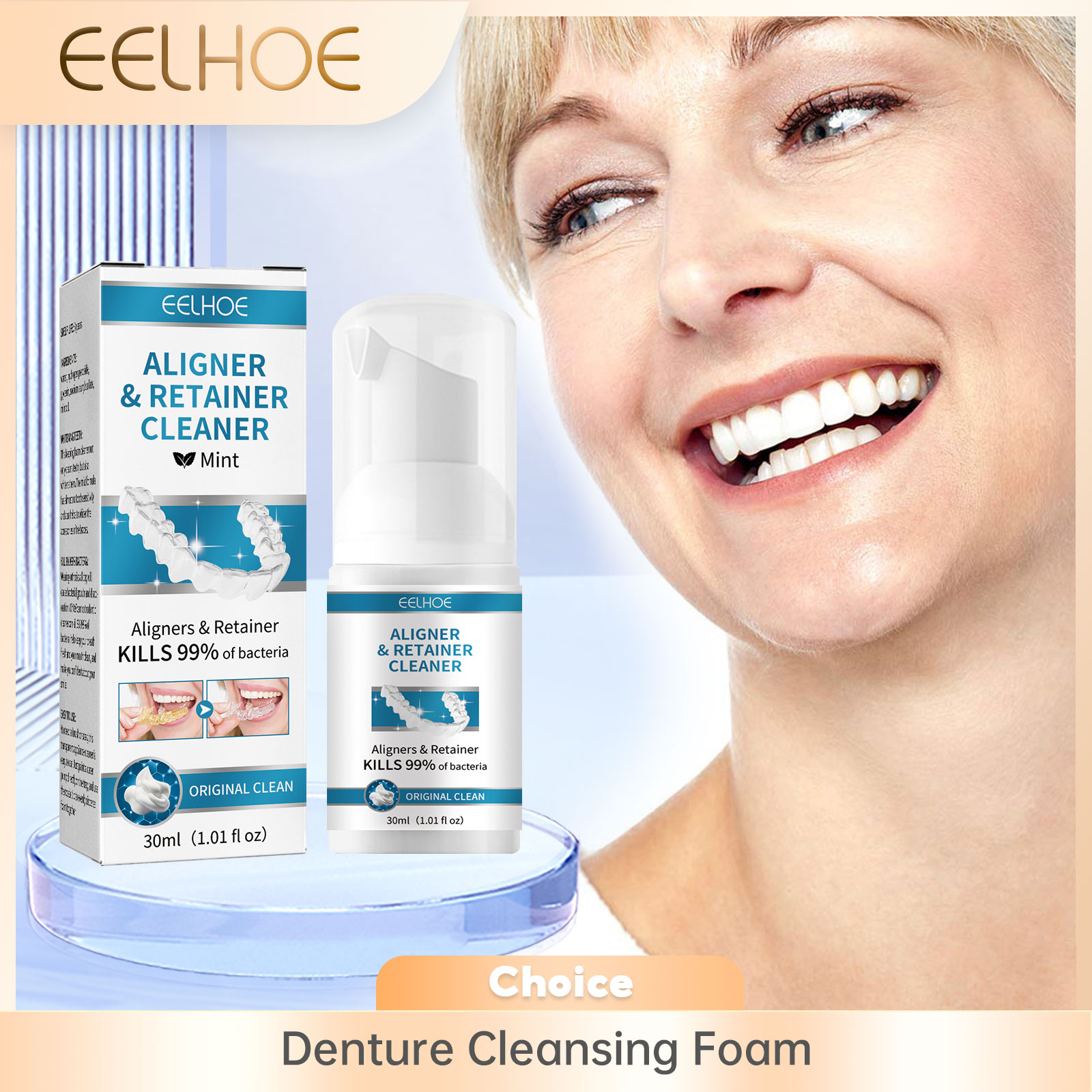 Teeth Whitening Treatment - Penyelaras pembersih gigi palsu, busa pembersih