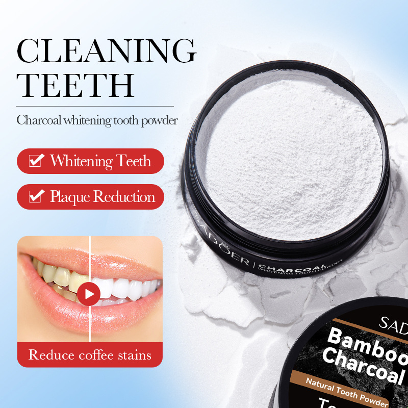Bubuk pemutih gigi 60g, pasta  - Teeth Whitening Charcoal Powder ulasan dan harga