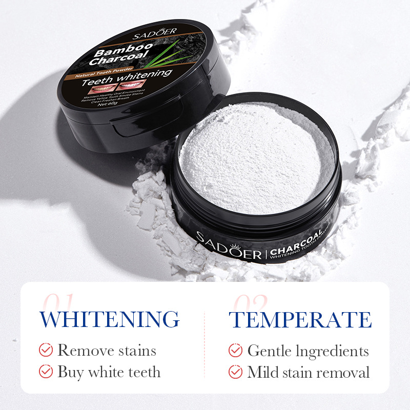 Bubuk pemutih gigi 60g, pasta  - Teeth Whitening Charcoal Powder ulasan dan harga
