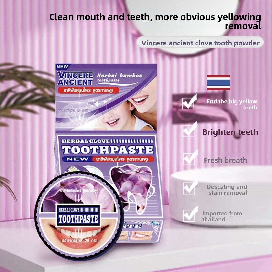 Bubuk Gigi Alami VINCERE Thail - Teeth Whitening Charcoal Powder ulasan dan harga