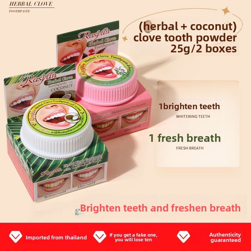 Bubuk Gigi Cengkeh/Kelapa Thai - Teeth Whitening Treatment ulasan dan harga